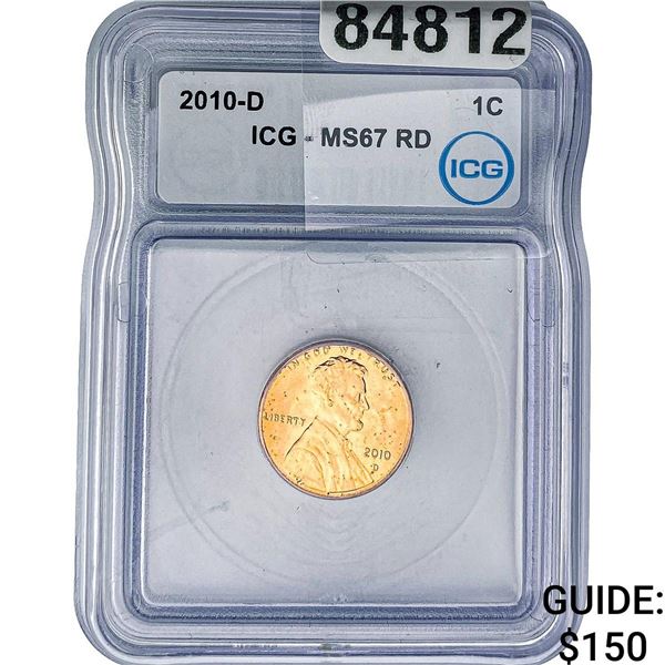 2010-D Lincoln Shield Penny ICG MS67 RD