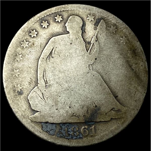1861-S Silver Seated Liberty Half Dollar NICELY CIRCULATED
