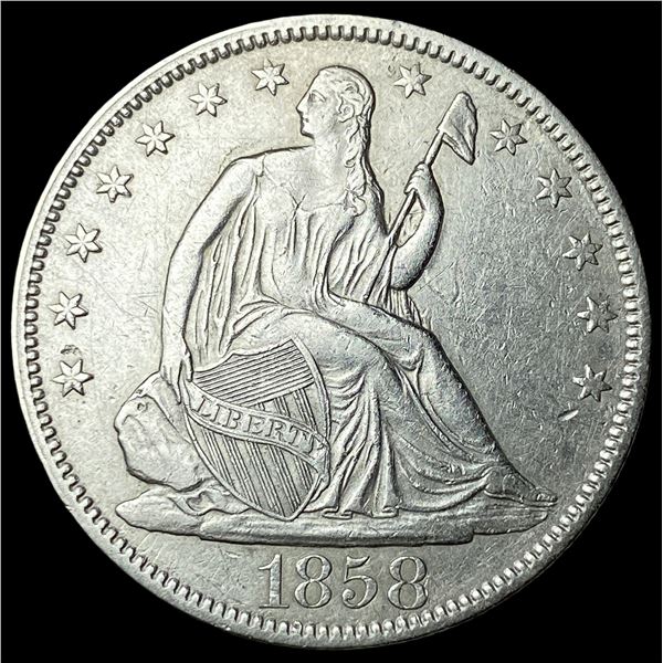 1858 Seated Liberty Half Dollar CLOSELY  UNCIRCULATED