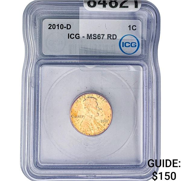 2010-D Lincoln Shield Penny ICG MS67 RD