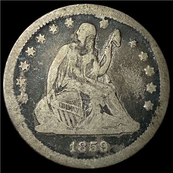 1859 Silver Seated Liberty Quarter NICELY  CIRCULATED