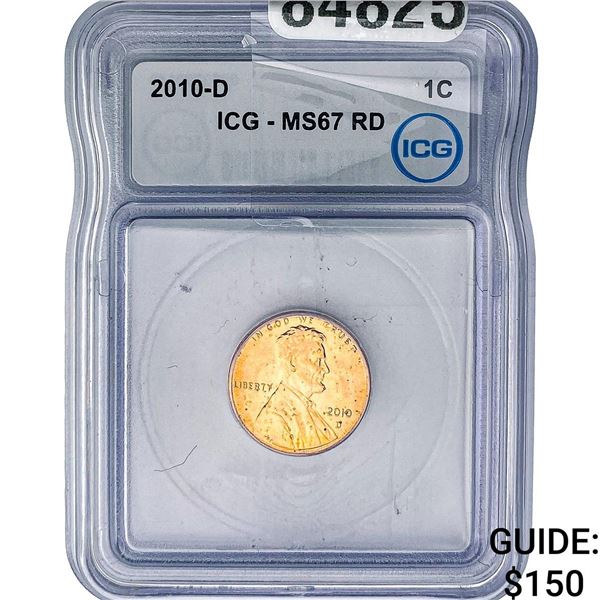 2010-D Lincoln Shield Penny ICG MS67 RD