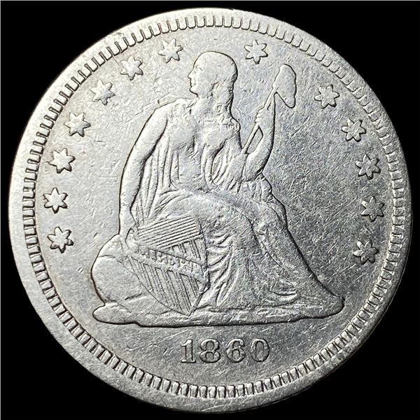 1860 Silver Seated Liberty Quarter CLOSELY UNCIRCULATED