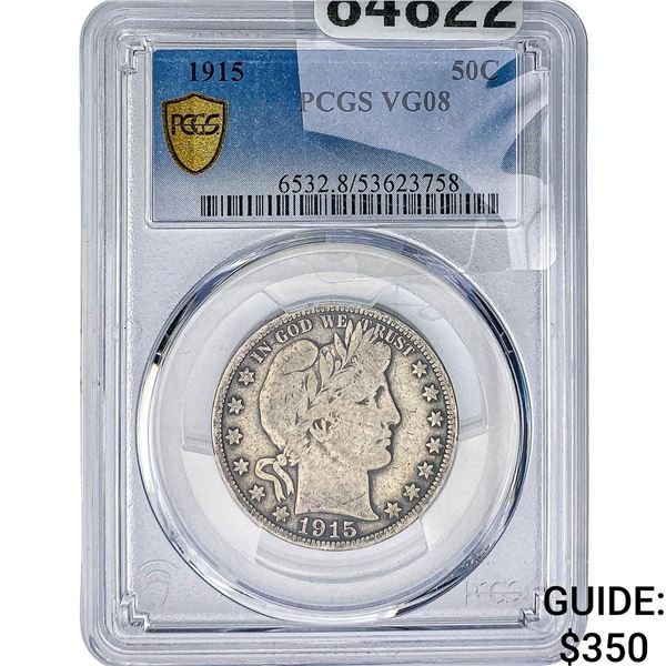 1915 Barber Half Dollar PCGS VG08