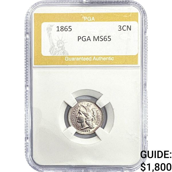 1865 Nickel Three Cent PGA MS65