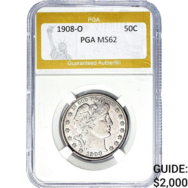 1908-O Barber Half Dollar PGA MS62