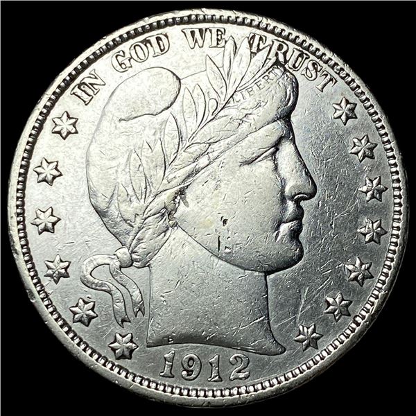 1912-S Silver Barber Half Dollar NEARLY  UNCIRCULATED