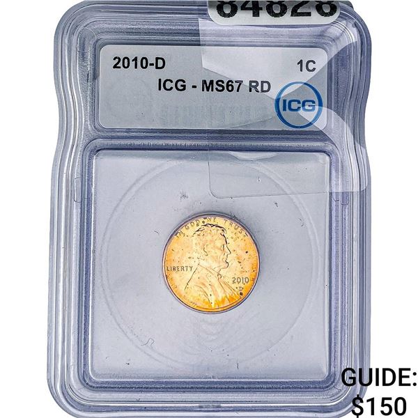 2010-D Lincoln Shield Penny ICG MS67 RD