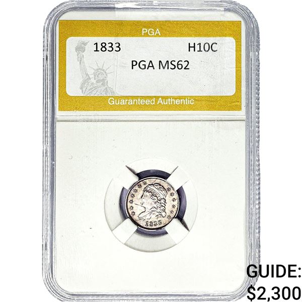 1833 Capped Bust Half Dime PGA MS62
