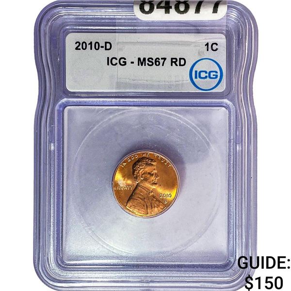 2010-D Lincoln Shield Penny ICG MS67 RD