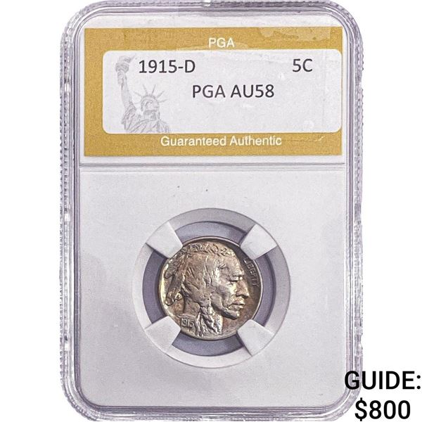 1915-D Buffalo Nickel PGA AU58