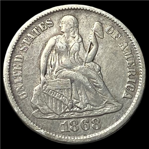 1868-S Silver Seated Liberty Dime NEARLY  UNCIRCULATED