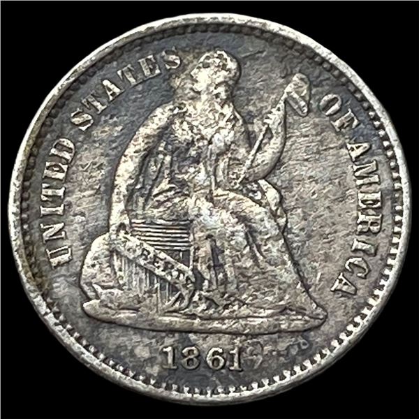1861 Silver Seated Liberty Half Dime NEARLY UNCIRCULATED
