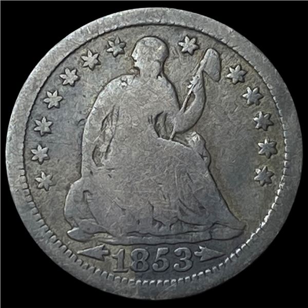 1853 Arrows Seated Liberty Half Dime NICELY  CIRCULATED