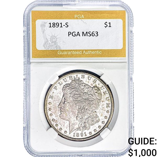 1891-S Morgan Silver Dollar PGA MS63