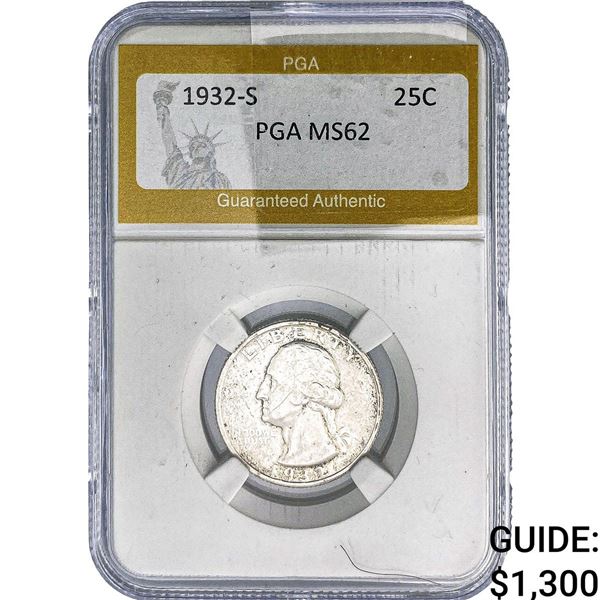 1932-S Washington Silver Quarter PGA MS62