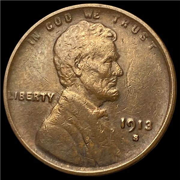 1913-S Lincoln Wheat Cent CLOSELY  UNCIRCULATED