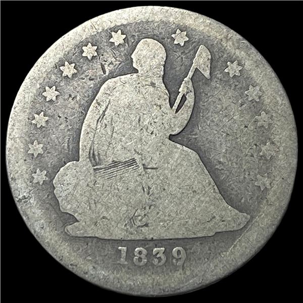 1839 Silver Seated Liberty Quarter NICELY  CIRCULATED