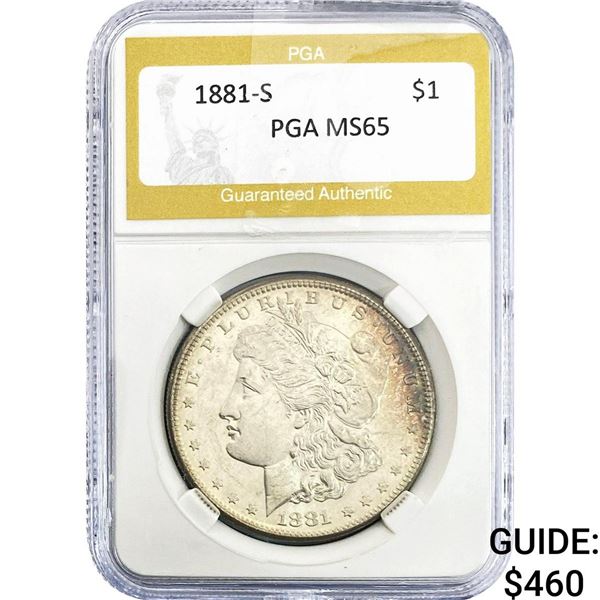 1881-S Morgan Silver Dollar PGA MS65