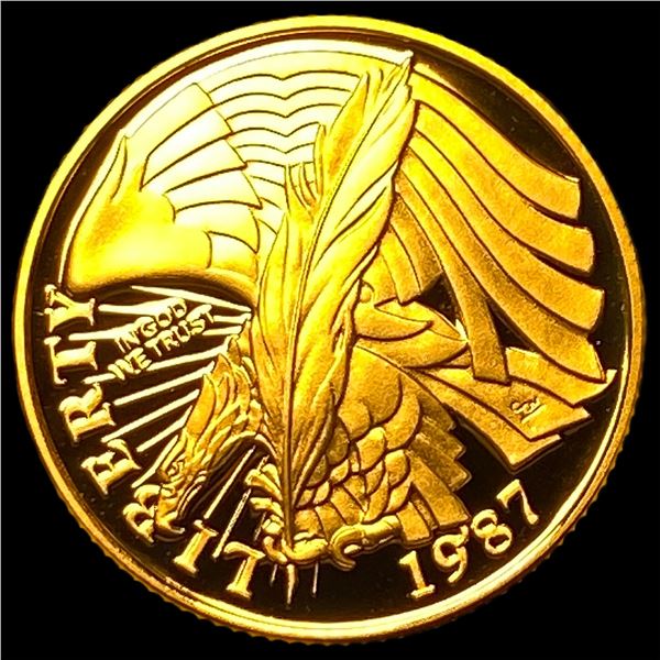 1987-W .4837oz Gold $5 Constitution Commemorative GEM PROOF
