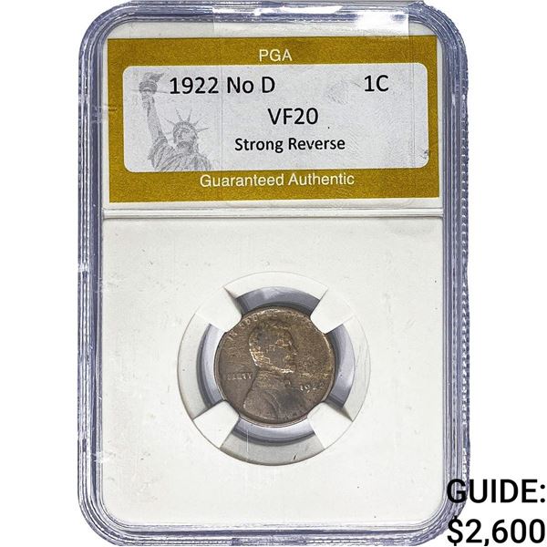 1922 No D Wheat Cent PGA VF20 Strong Reverse