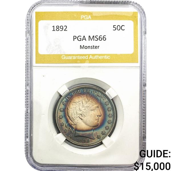1892 Barber Half Dollar PGA MS66 Monster