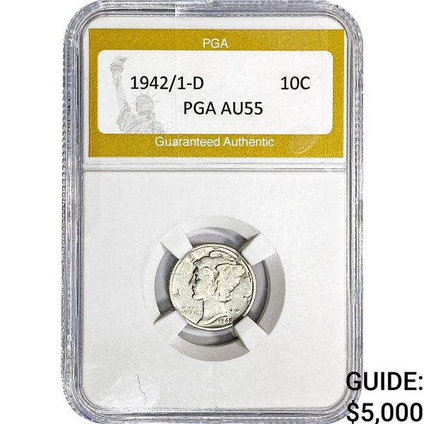 1942/1-D Mercury Silver Dime PGA AU55