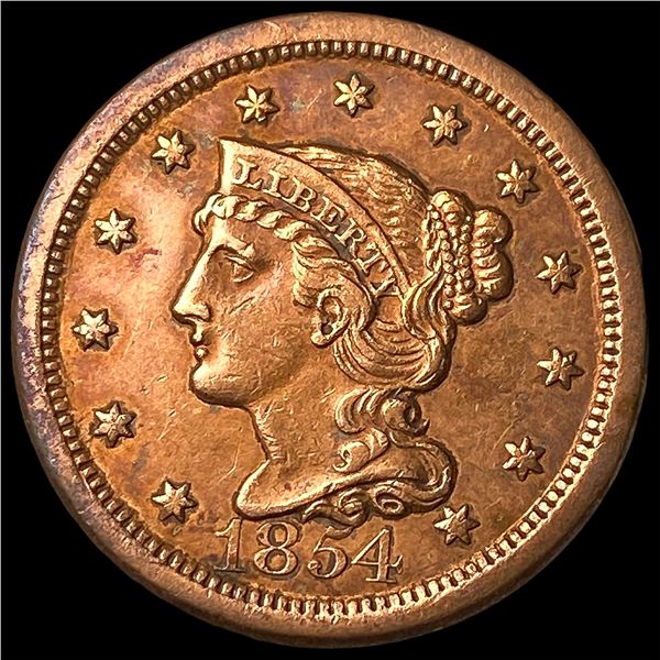 1854 Braided Hair Large Cent CLOSELY  UNCIRCULATED