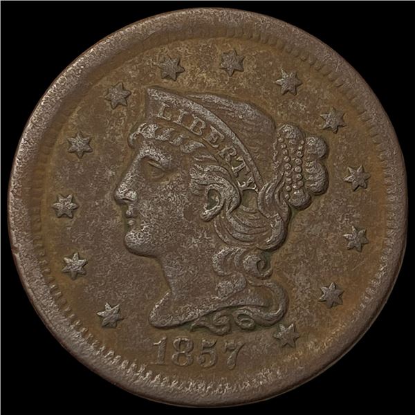 1857 Braided Hair Large Cent NEARLY   UNCIRCULATED
