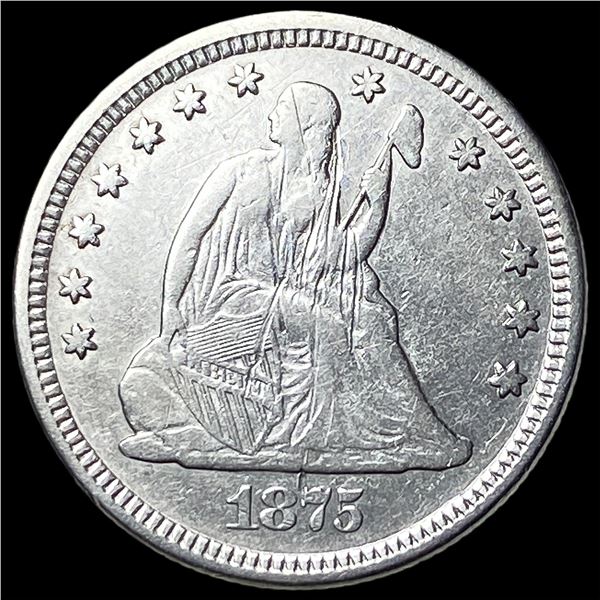 1875 Silver Seated Liberty Quarter NEARLY   UNCIRCULATED