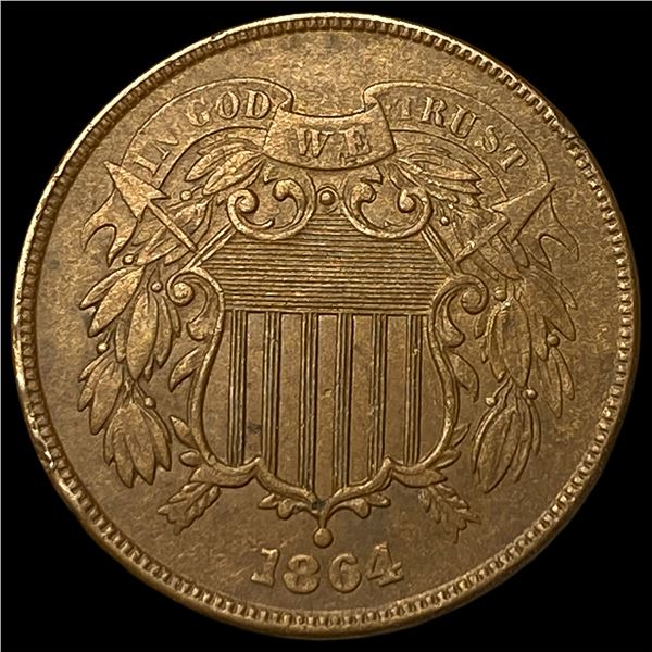 1864 Bronze Two-Cent Piece CLOSELY   UNCIRCULATED