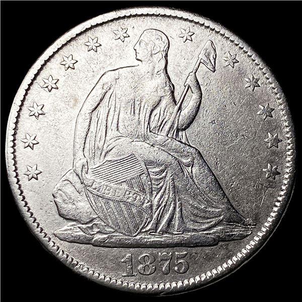 1875-CC Silver Seated Liberty Half Dollar NEARLY UNCIRCULATED
