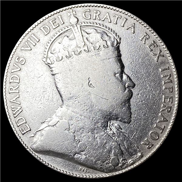 1910 Canada Silver 50 Cents NEARLY  UNCIRCULATED