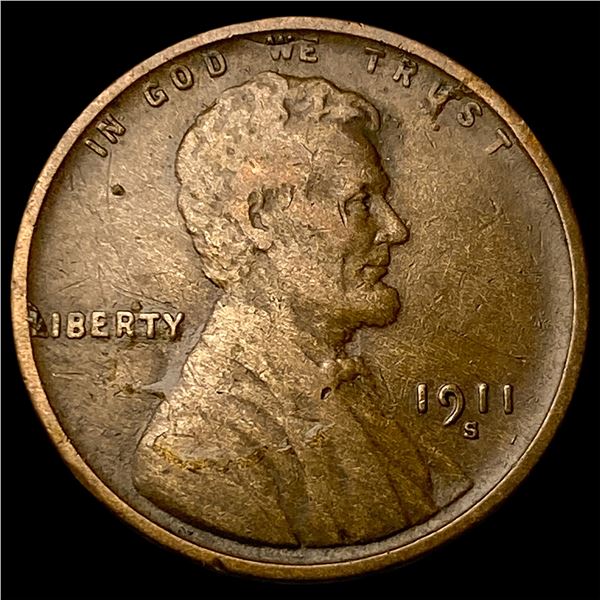 1911-S Lincoln Wheat Cent LIGHTLY CIRCULATED