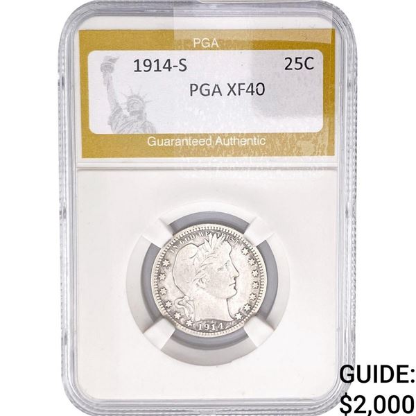 1914-S Barber Quarter PGA XF40