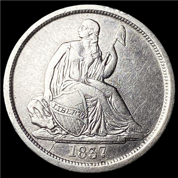 1837 Seated Liberty Dime No Stars NEARLY  UNCIRCULATED
