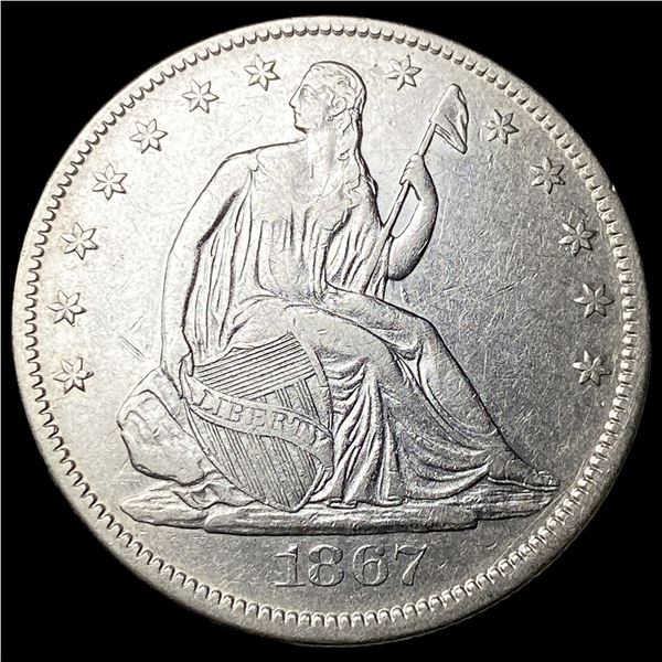 1867 Seated Liberty Half Dollar NEARLY  UNCIRCULATED