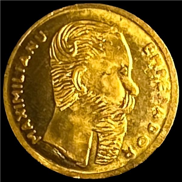 1865 Mexico Maximilian Empire Gold Escudo GEM BU