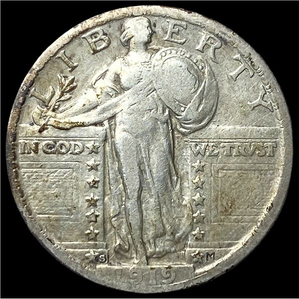 1919-S Silver Standing Liberty Quarter ABOUT  UNCIRCULATED