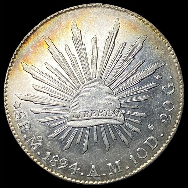 1894Mo AM Mexico Silver 8 Reales NEARLY UNCIRCULATED
