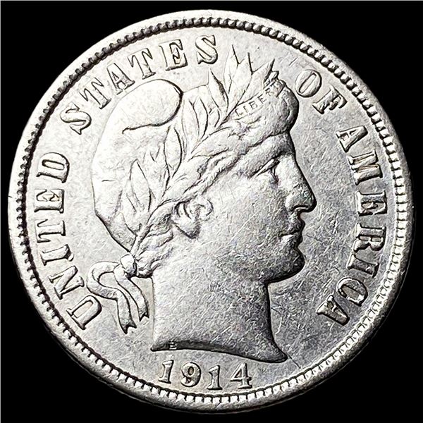 1914-D Silver Barber Dime NEARLY UNCIRCULATED