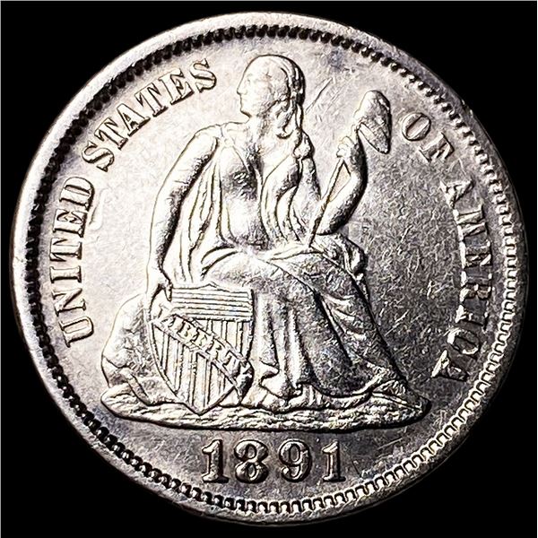 1891 Silver Seated Liberty Dime UNCIRCULATED