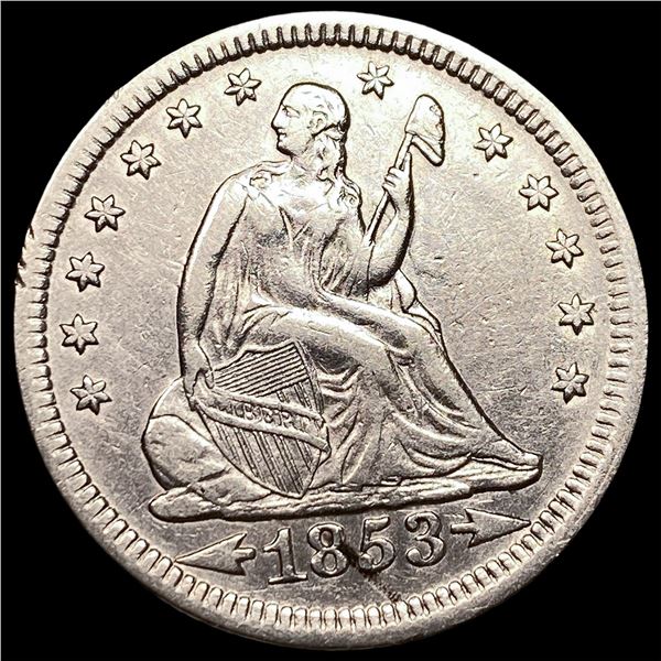 1853 Arrows/Rays Seated Liberty Quarter CLOSELY UNCIRCULATED