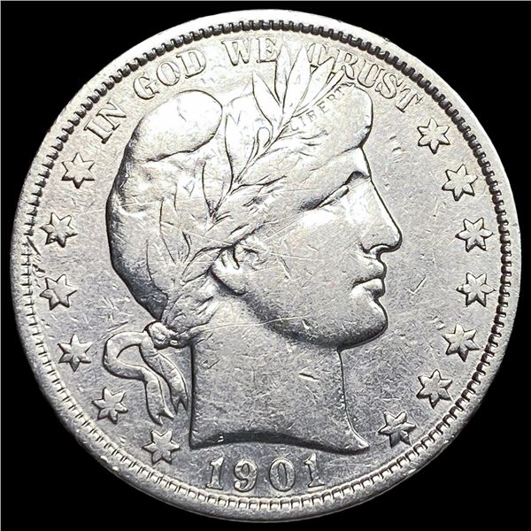 1901 Silver Barber Half Dollar ABOUT UNCIRCULATED