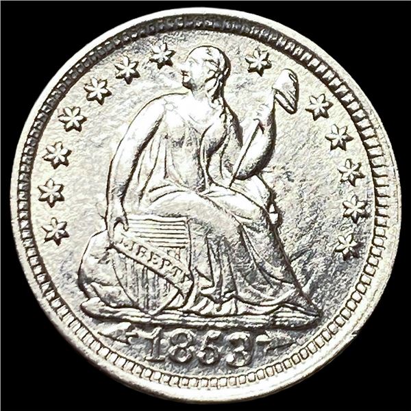 1853 Arrows Seated Liberty Silver Half Dime CHOICE AU