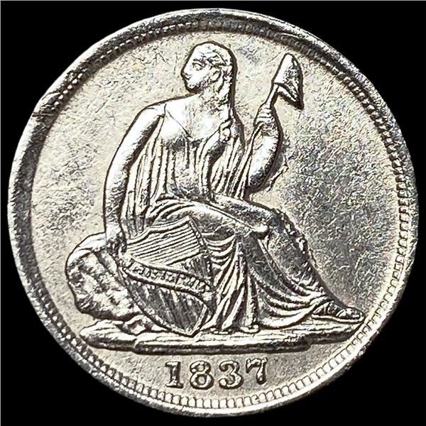 1837 Silver Seated Half Dime No Stars CLOSELY UNCIRCULATED