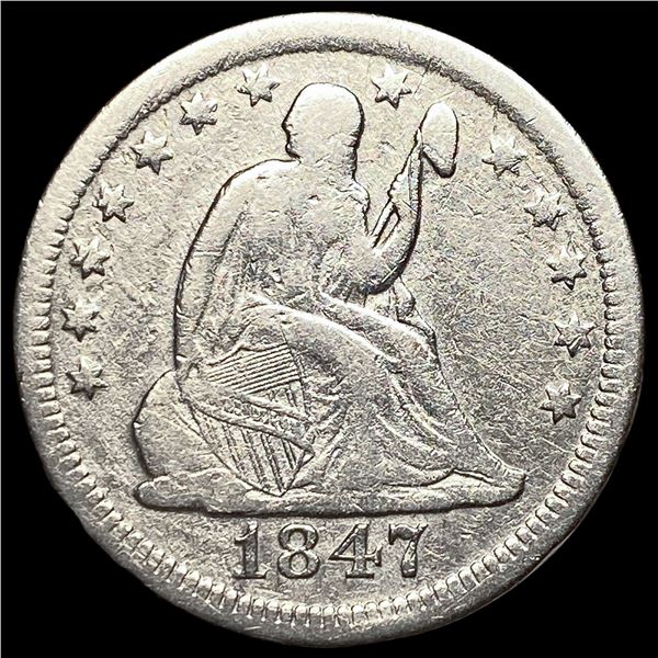 1847-O Silver Seated Liberty Quarter LIGHTLY  CIRCULATED