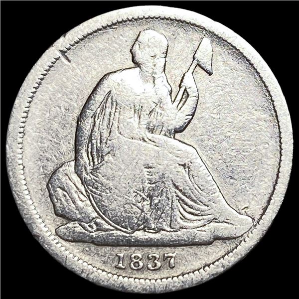 1837 Seated Liberty Dime No Stars LIGHTLY  CIRCULATED