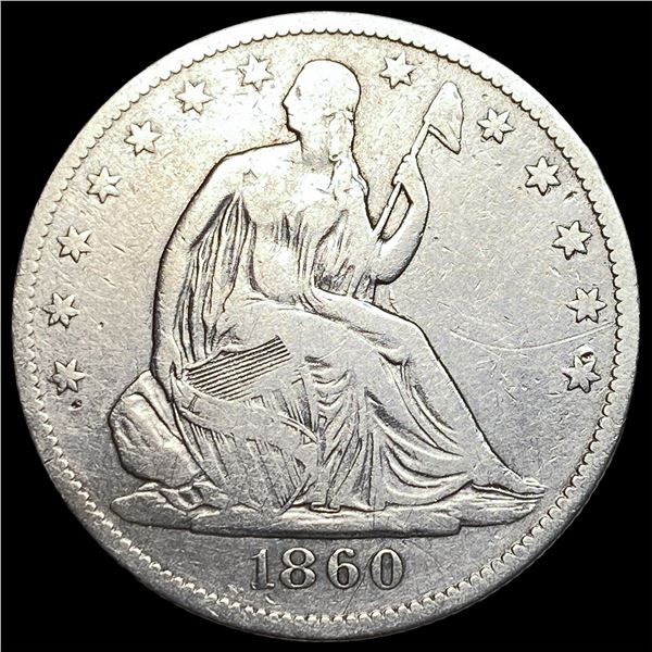1860-O Silver Seated Liberty Half Dollar LIGHTLY CIRCULATED