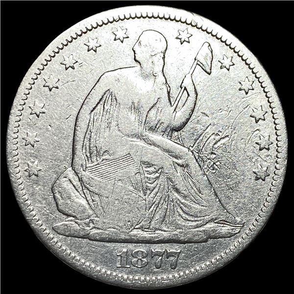 1877-CC Silver Seated Liberty Half Dollar LIGHTLY CIRCULATED